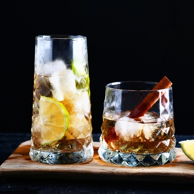 Round bottom diamond-cut cool whiskey glasses