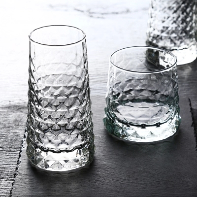 Round bottom diamond-cut cool whiskey glasses