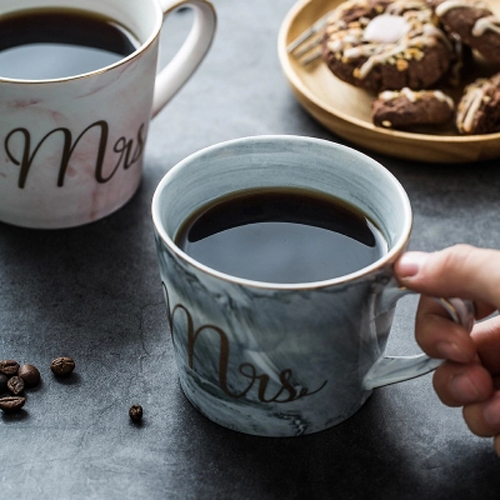 Marbleize gilt-edged ceramic coffee  mugs