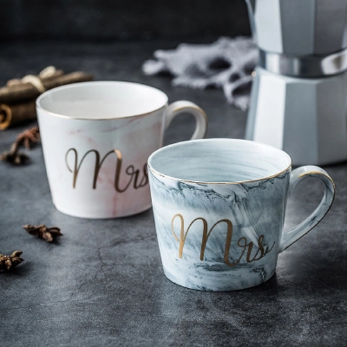 Marbleize gilt-edged ceramic coffee  mugs