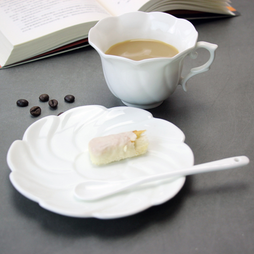 White bone china mug  with plate