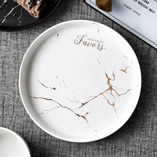 Black&White  Porcelain Dish with Marbling Pattern