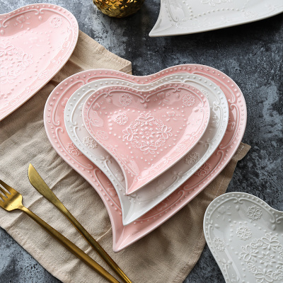 Embossed Heart-design  Ceramic Dish