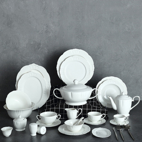 White  Embossed Porcelain Colored Cutlery Sets