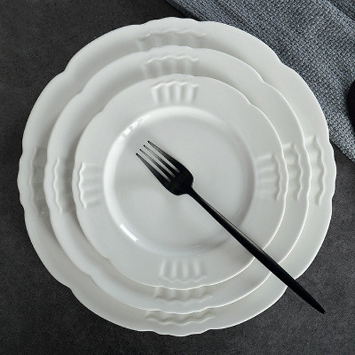 White  Embossed Porcelain Colored Cutlery Sets