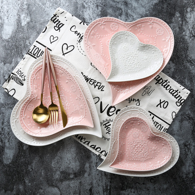 Embossed Heart-design  Ceramic Dish