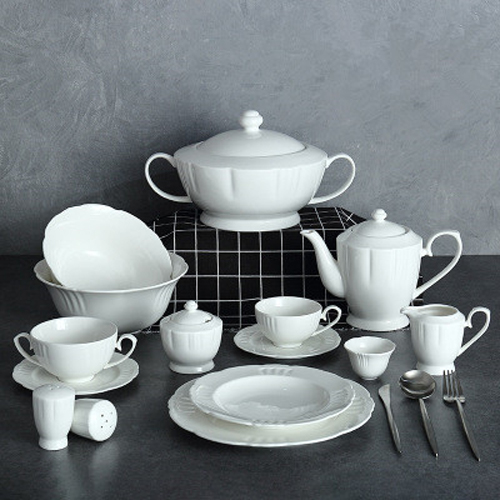 White  Embossed Porcelain Colored Cutlery Sets