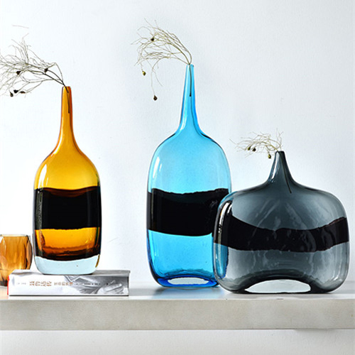 Creative Colored Glass Vase With Black Belt