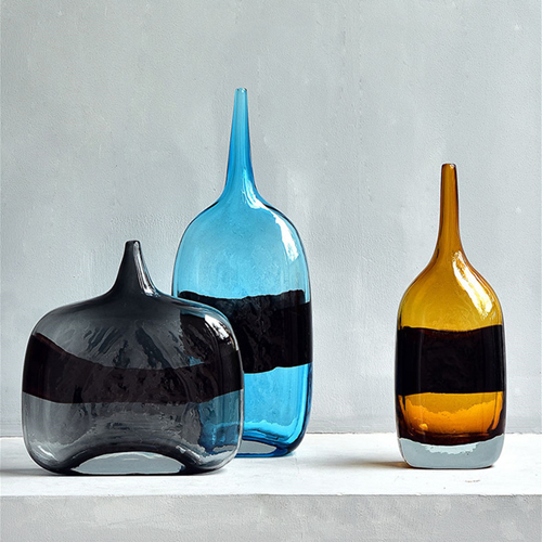 Creative Colored Glass Vase With Black Belt