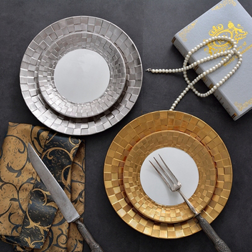 Mordern Goldern& Silver Relief Porcelain Dish Sets