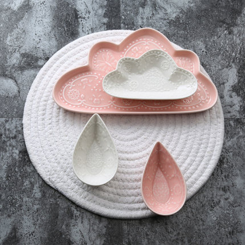 Cloud-shape  Relief  Porcelain Dish Sets