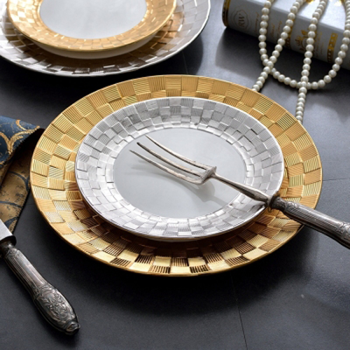 Mordern Goldern& Silver Relief Porcelain Dish Sets