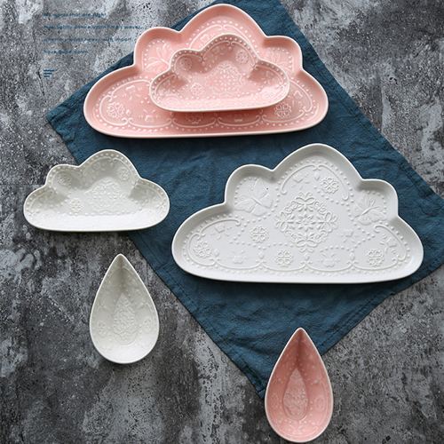 Cloud-shape  Relief  Porcelain Dish Sets