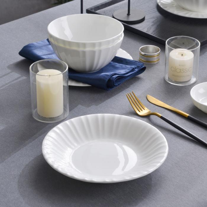 White  Line-Embossed Bone-china Cutlery Sets