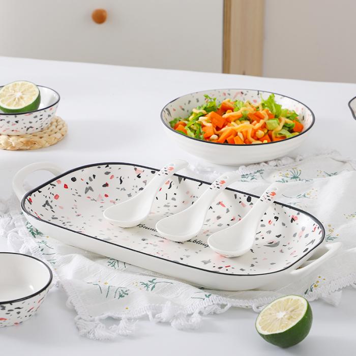 Mordern Terrazzo Designed  Porcelain Colored Cutlery Sets