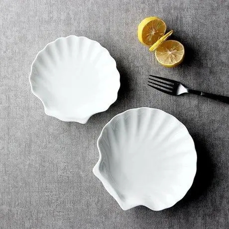 White Shell-shape Bone China Dish