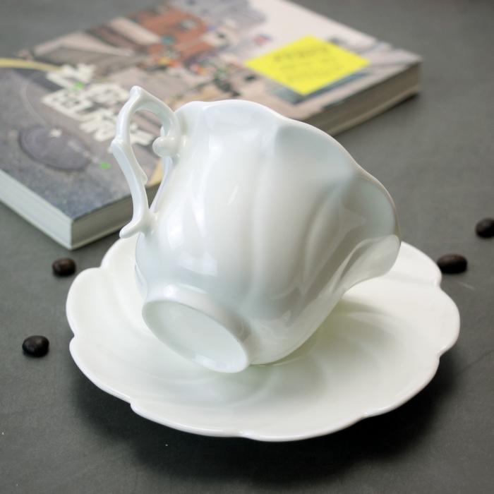 White bone china mug  with plate