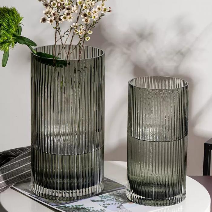 Vertical stripe-surface  Glass Vase