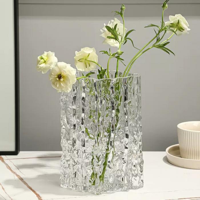 Glacier-surfaced Glass Vase