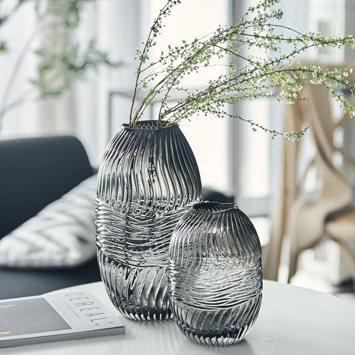 Horizontal and vertical stripes Glass Vase