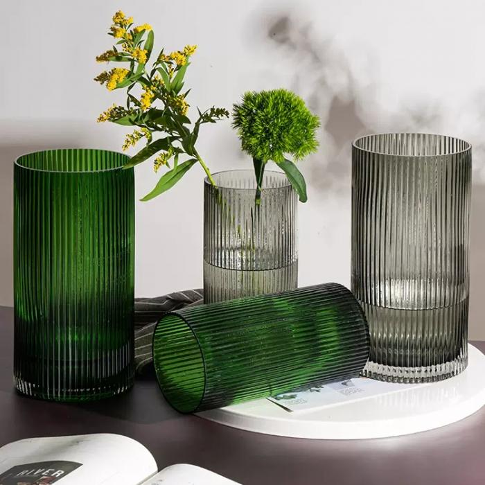 Vertical stripe-surface  Glass Vase