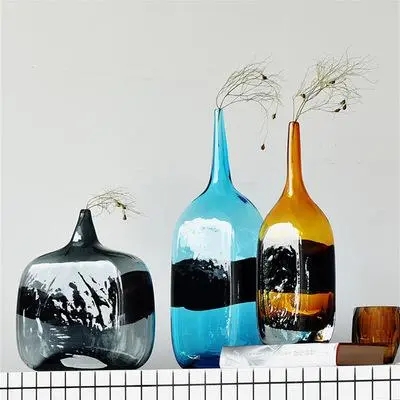 Creative Colored Glass Vase With Black Belt