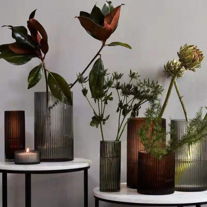 Vertical stripe-surface  Glass Vase