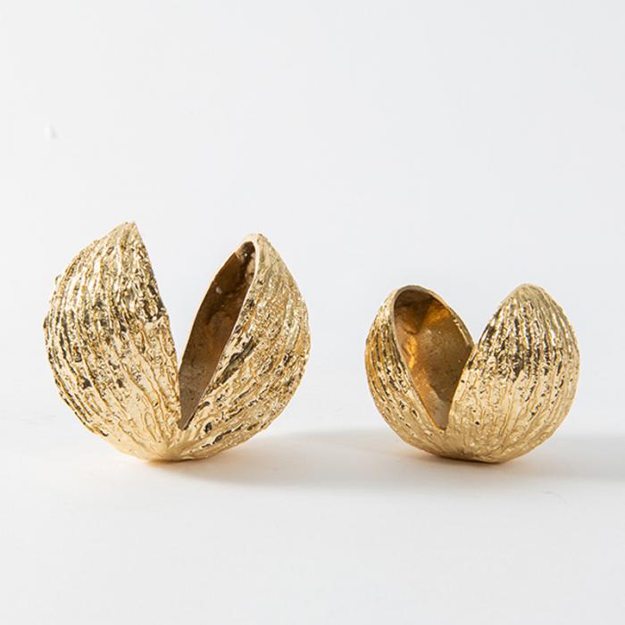 Nut shell-shaped  Golden Metal Decorations