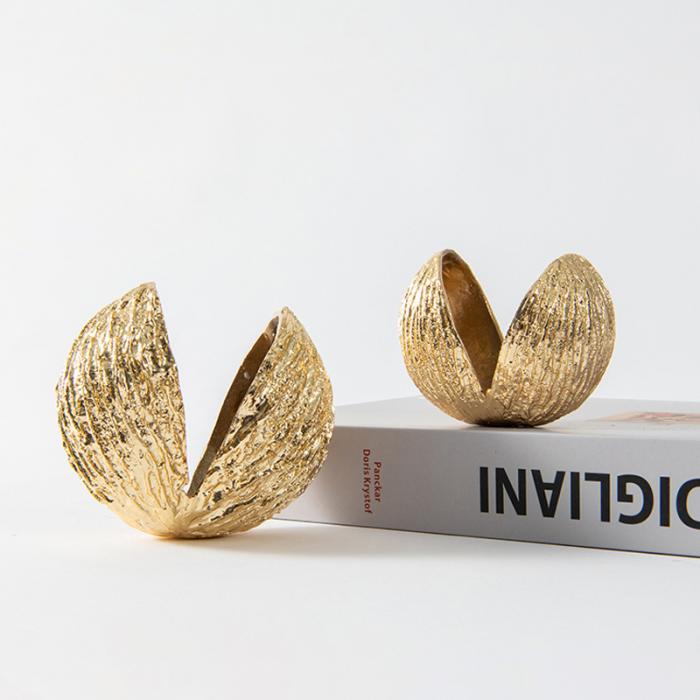 Nut shell-shaped  Golden Metal Decorations