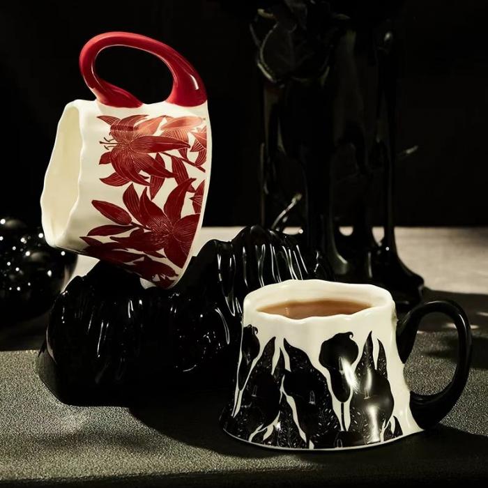 Ceramic Mug with Silk Screen-printed Iris Flower