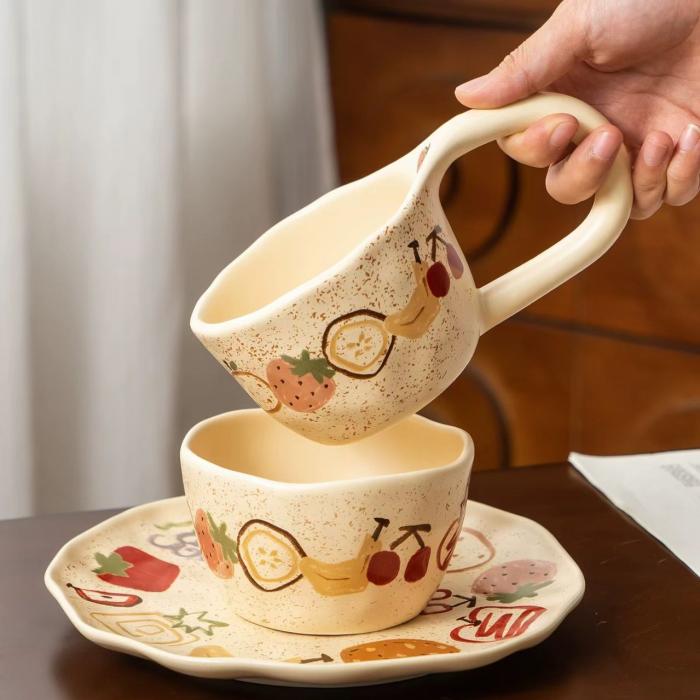 Vintage Hand-pinched Ceramic  Cultery Set