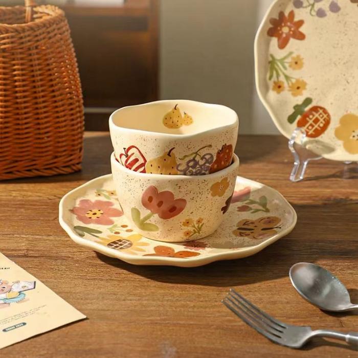 Vintage Hand-pinched Ceramic  Cultery Set