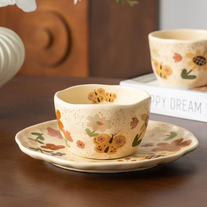 Vintage Hand-pinched Ceramic  Cultery Set