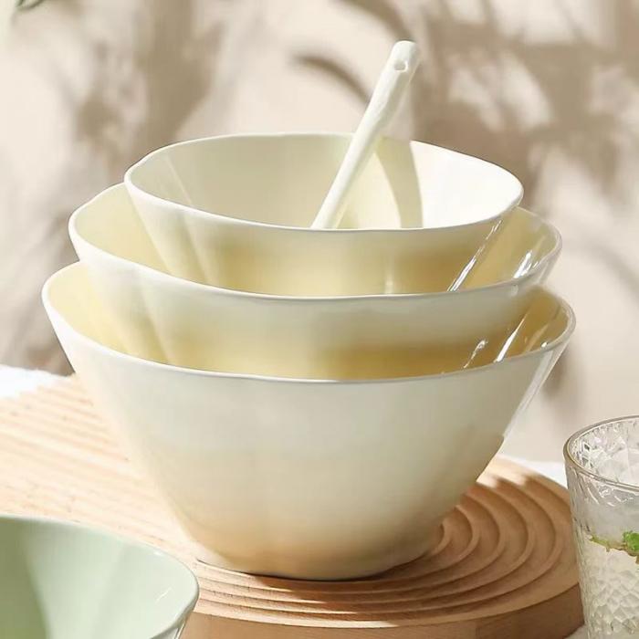 Creamy Colored Ceramic  Asian Conical Hat-like Bowl