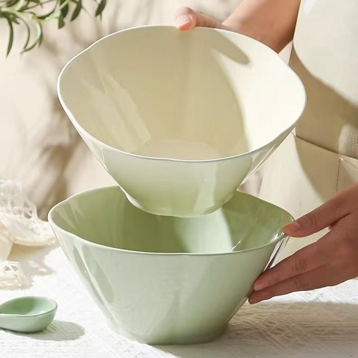 Creamy Colored Ceramic  Asian Conical Hat-like Bowl