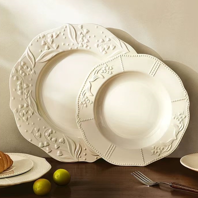 Relief Vintage Ceramic  Dish Set