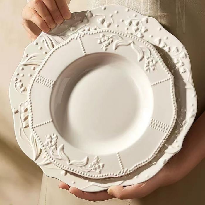 Relief Vintage Ceramic  Dish Set