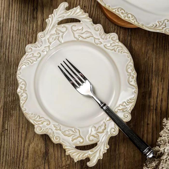 Relief Vintage Ceramic  Double-handled Dish Set