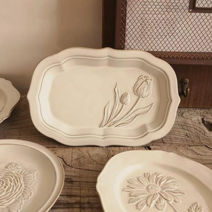 Vintage Relief  Ceramic  Dish Set