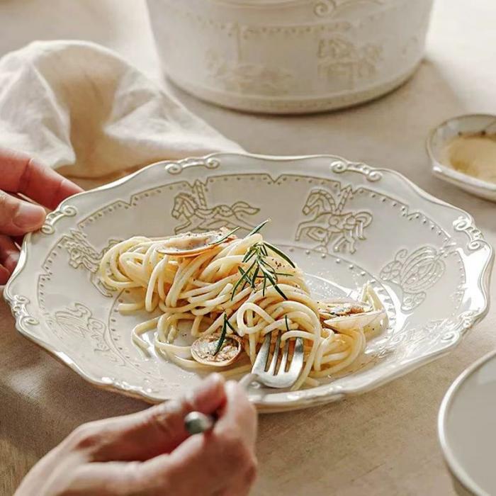 Relief Vintage Ceramic  Cultery Set