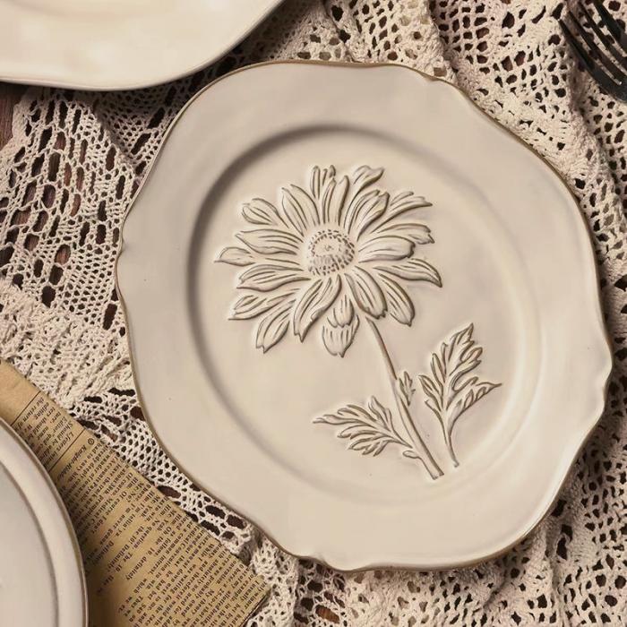 Vintage Relief  Ceramic  Dish Set