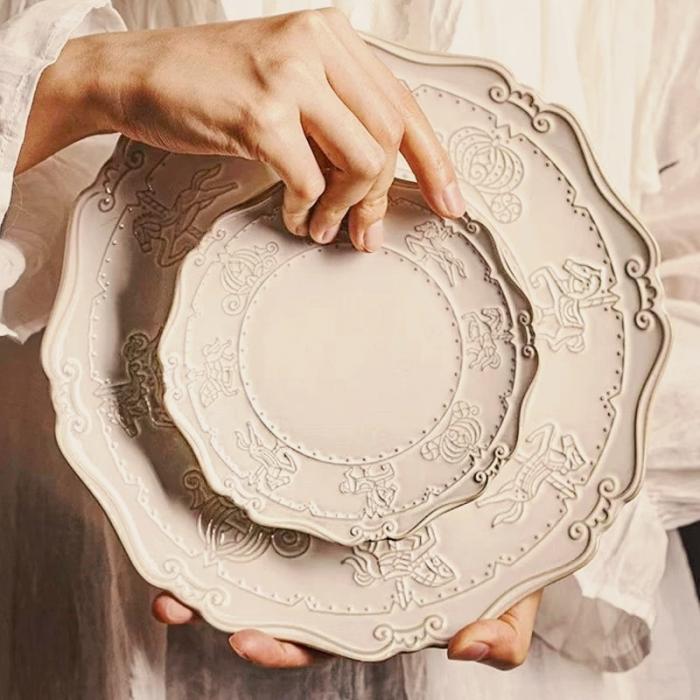 Relief Vintage Ceramic  Cultery Set