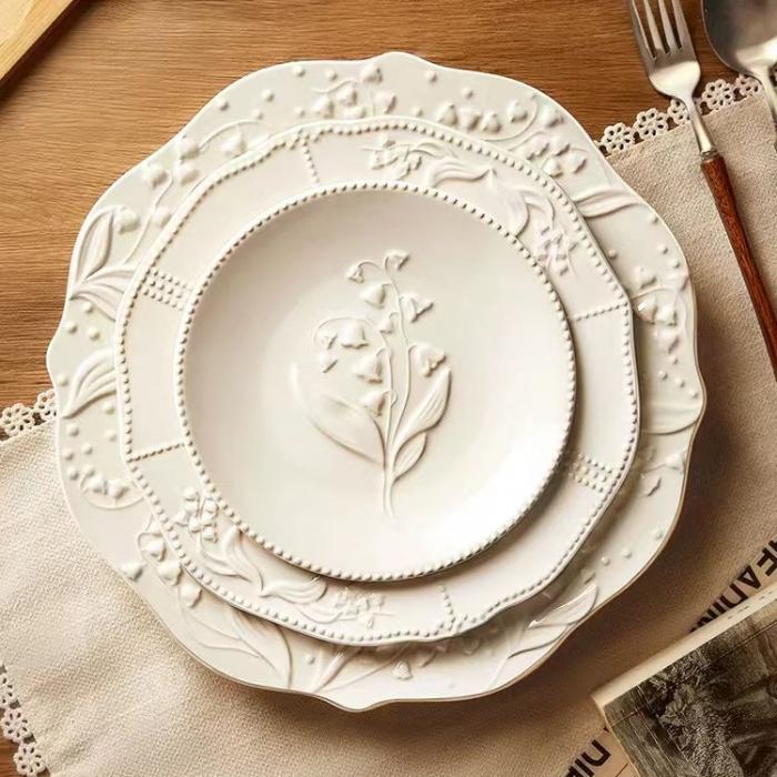 Relief Vintage Ceramic  Dish Set